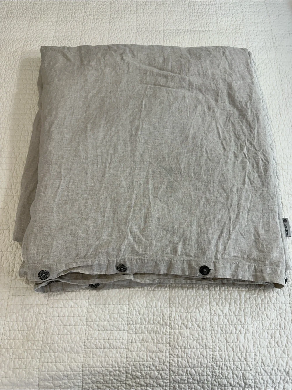 Levtex French Flax Linen Queen Duvet Cover Light Taupe Luxury